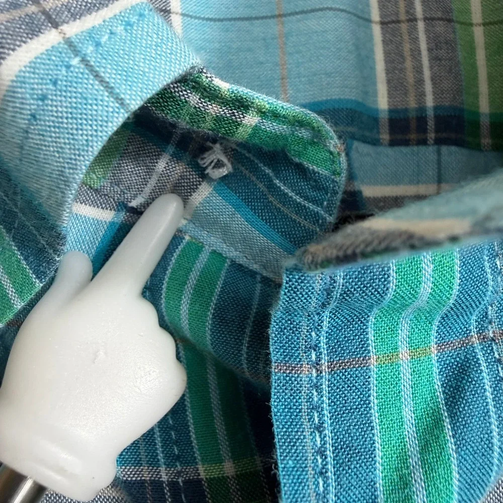J.Crew Button Down Mens M Blue Summer Plaid Shirt Fit Cotton Long Sleeve